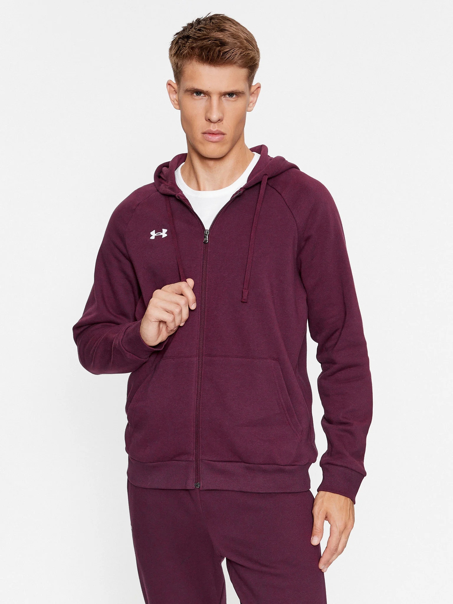 Męska Bluza Na Zamek Under Armour Bordowy, S