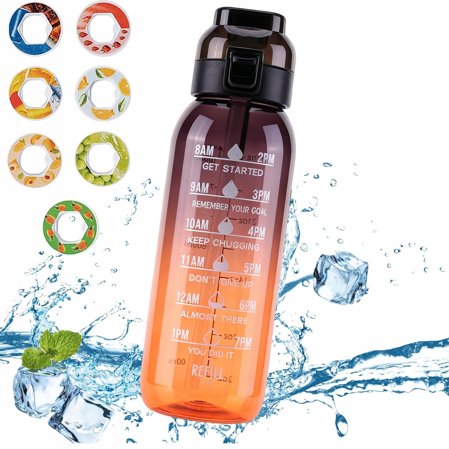 Butelka Na Wodę Sportowa 1000ML+ 7 x wkład smaki owocowe