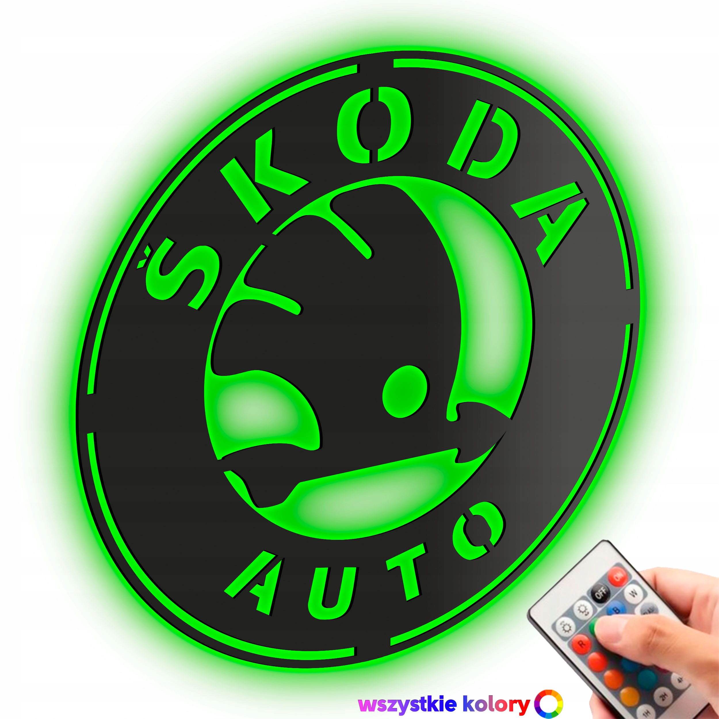 Dřevěný obraz 3D Logo Škoda Nástěnná Dekorace Dárek Noční Lampa Led