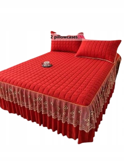 Shein Červený Přehoz Na Postel A 2 Ozdobné Polštáře 200*220 1 Gc