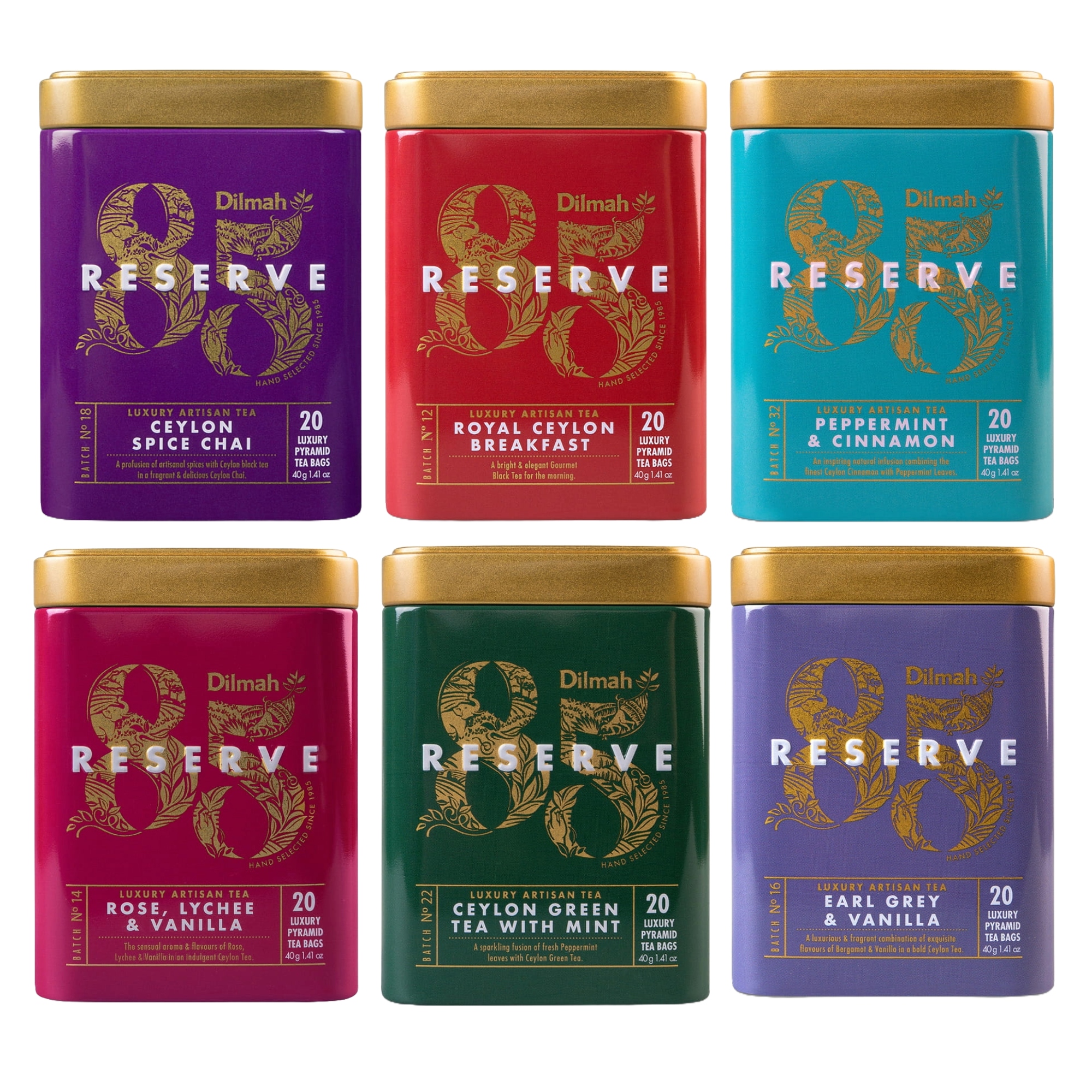 Zestaw Herbata Cejlońska Dilmah 85 Reserve 6x20 torebek