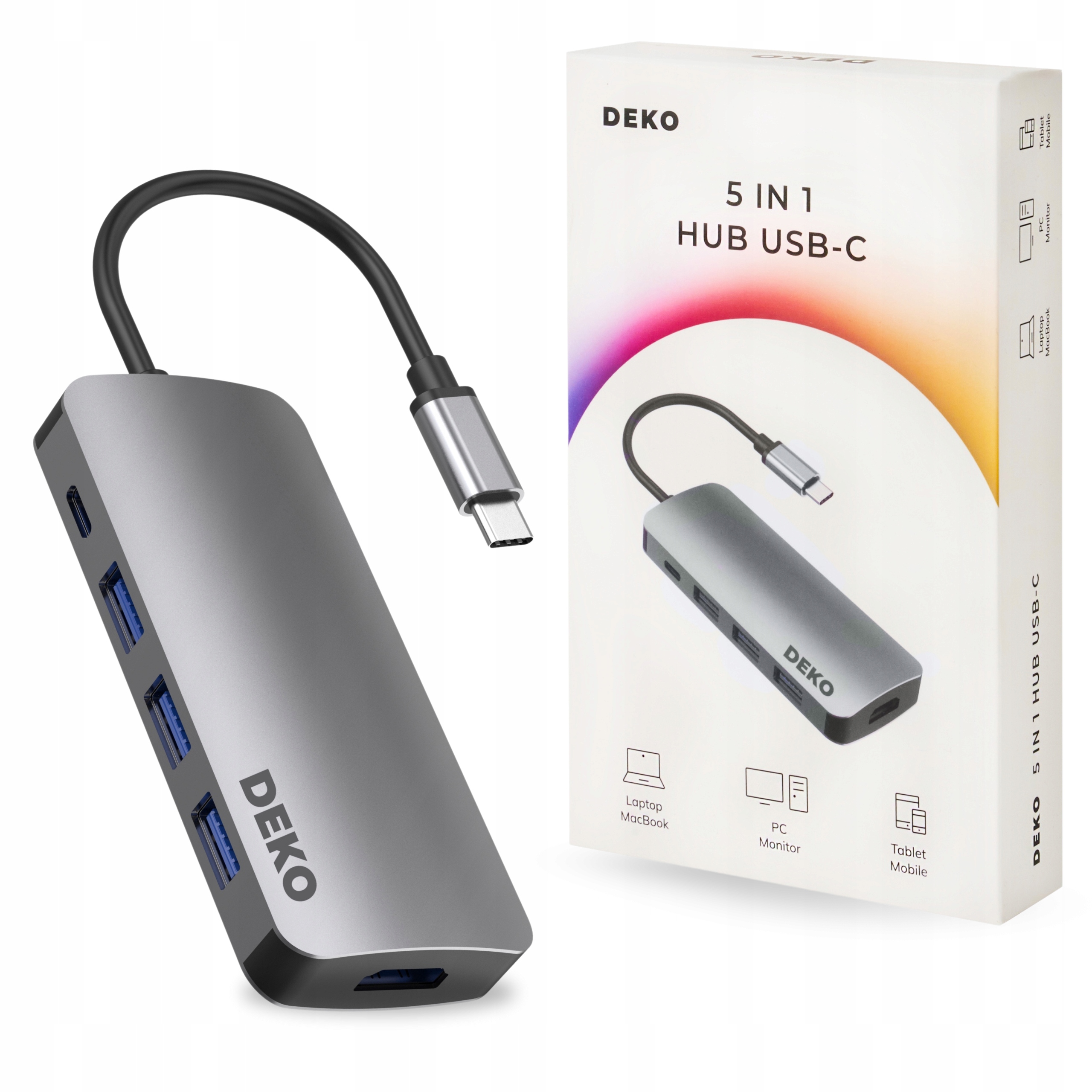 Dokovací stanice 100W Adaptér pro Mac Hub Usb C 5v1 Hdmi 4K 60Hz 3xUSB