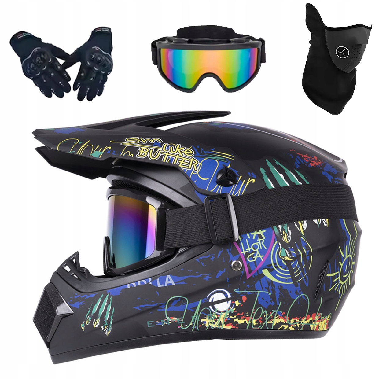Helma Na Elektrickou Koloběžku Cross Enduro Quad Bmx Helma Brýle Rukavice S