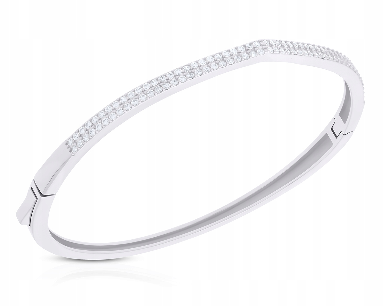 Stříbrný Náramek Pevný Zirkony Bohatě Zdobený Dámský ryzost 925