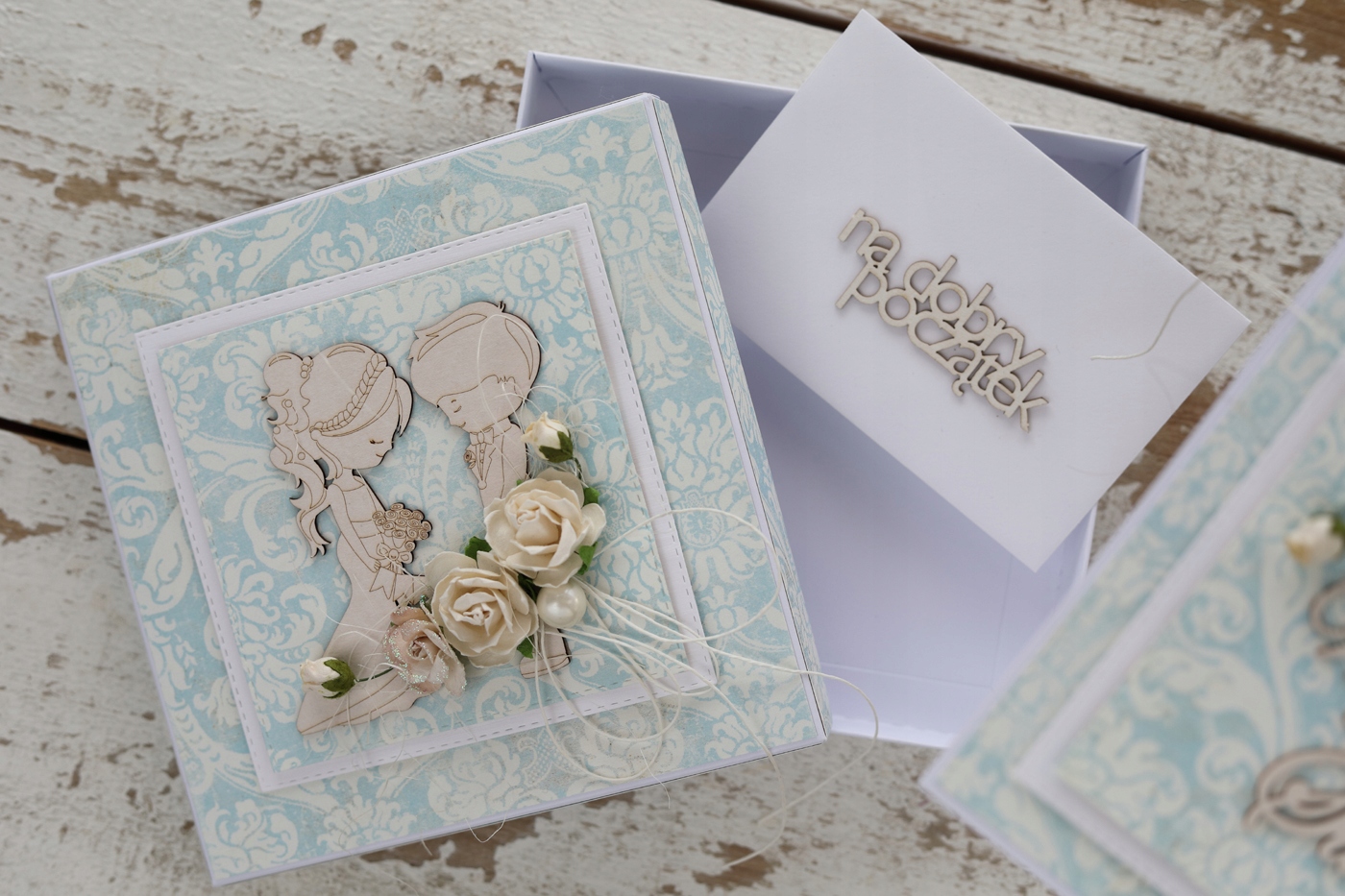 Květinové svatební přání s krabičkou