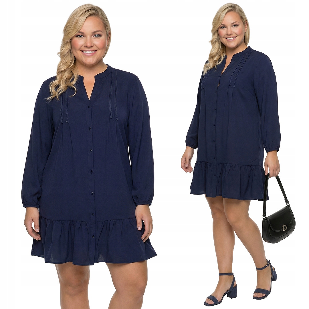 Tmavě modrá šaty s volánkem plus size velikost 52