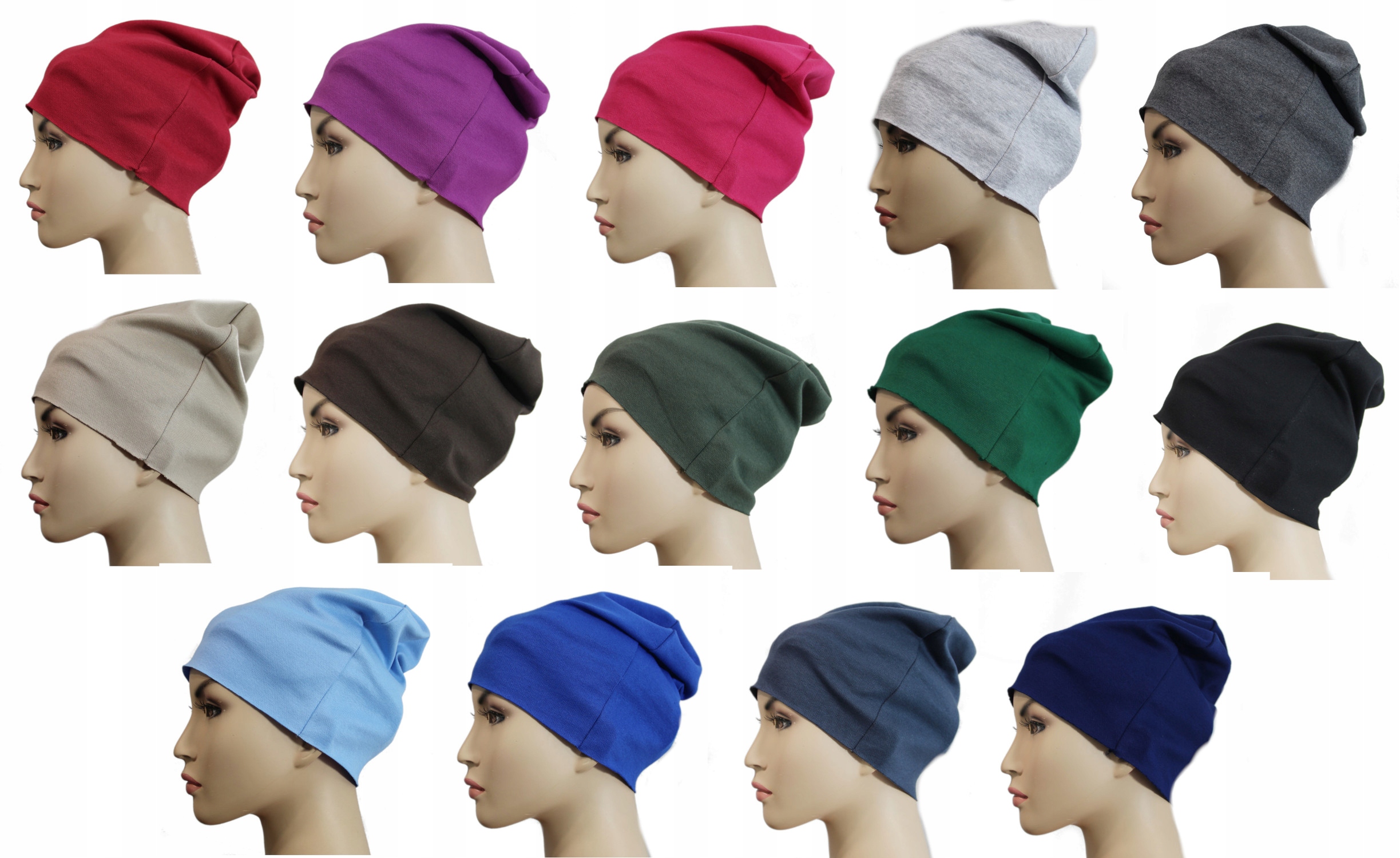 CZAPKA BEANIE bawełna uniwersalna BRĄZOWY Wzór dominujący bez wzoru