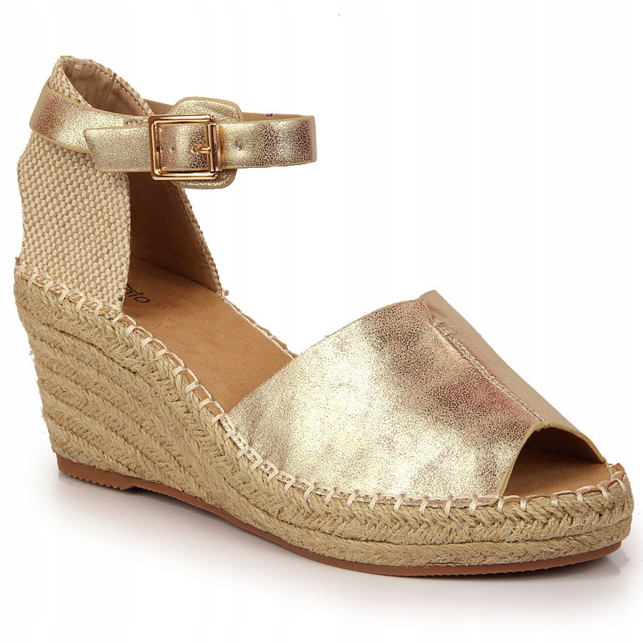 Dámské sandály espadrilky na klínku zlaté eVento 0153 38