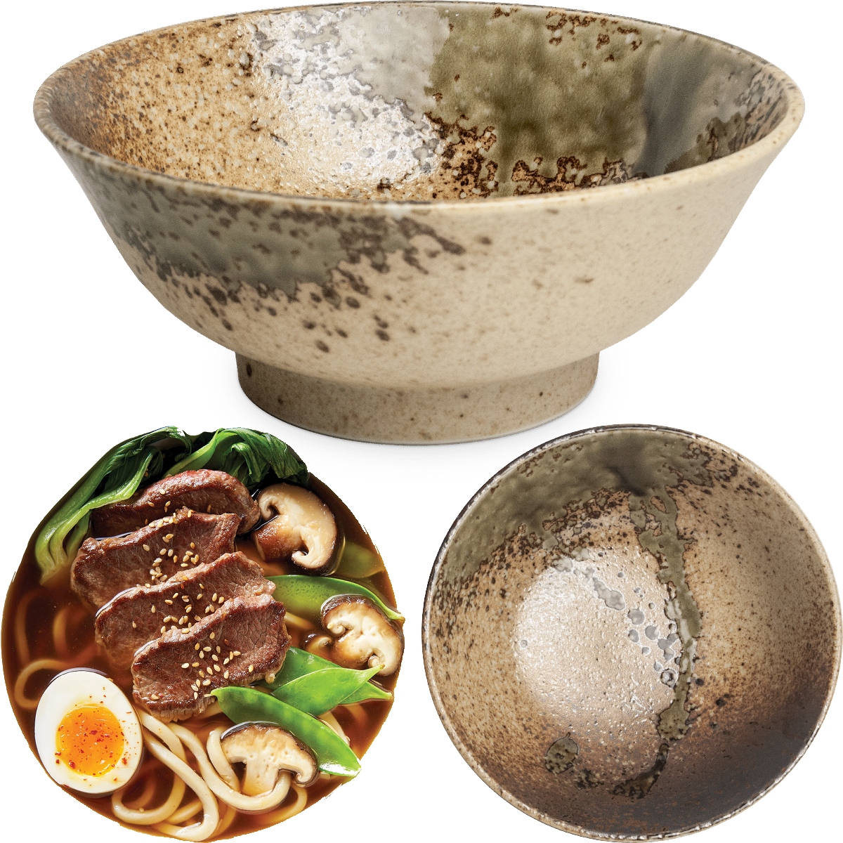 Levně Miska Keramická Světle Hnědá Polévková Miska Ramen Purobu 22cm Edo Japan