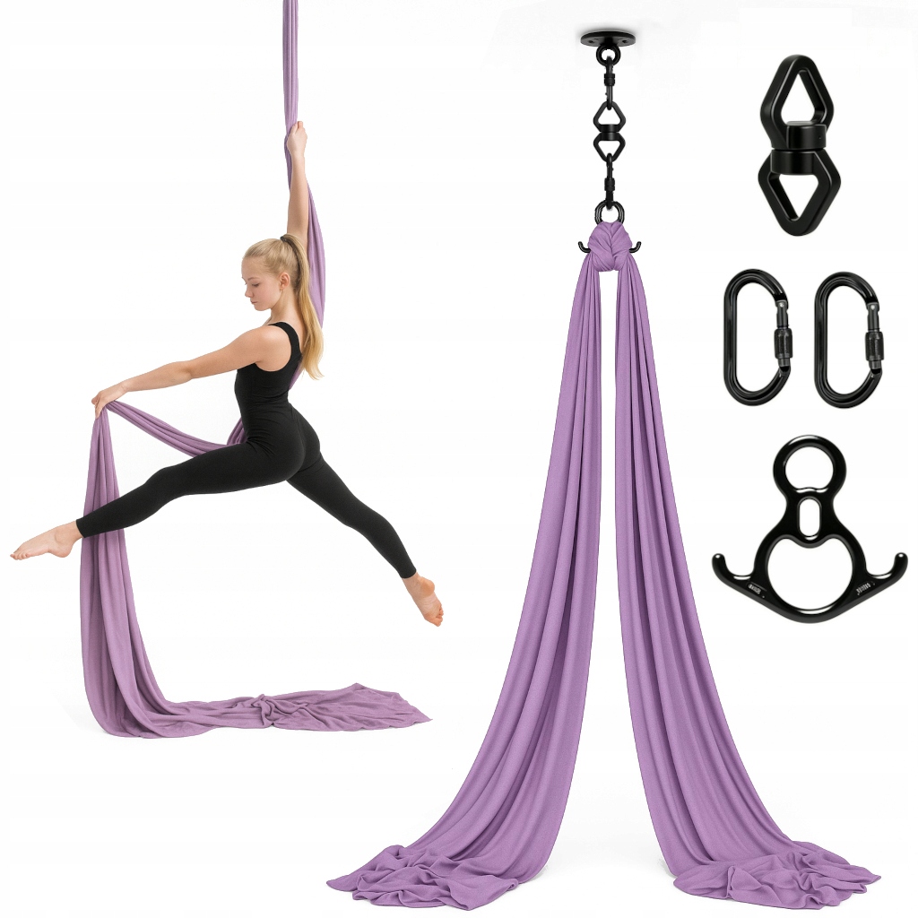 Akrobatická šála aerial silk 6 m fialová