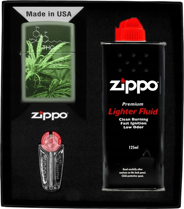 Sada Zippo Zapalovač Thc Cannabis Design Dárkový No1