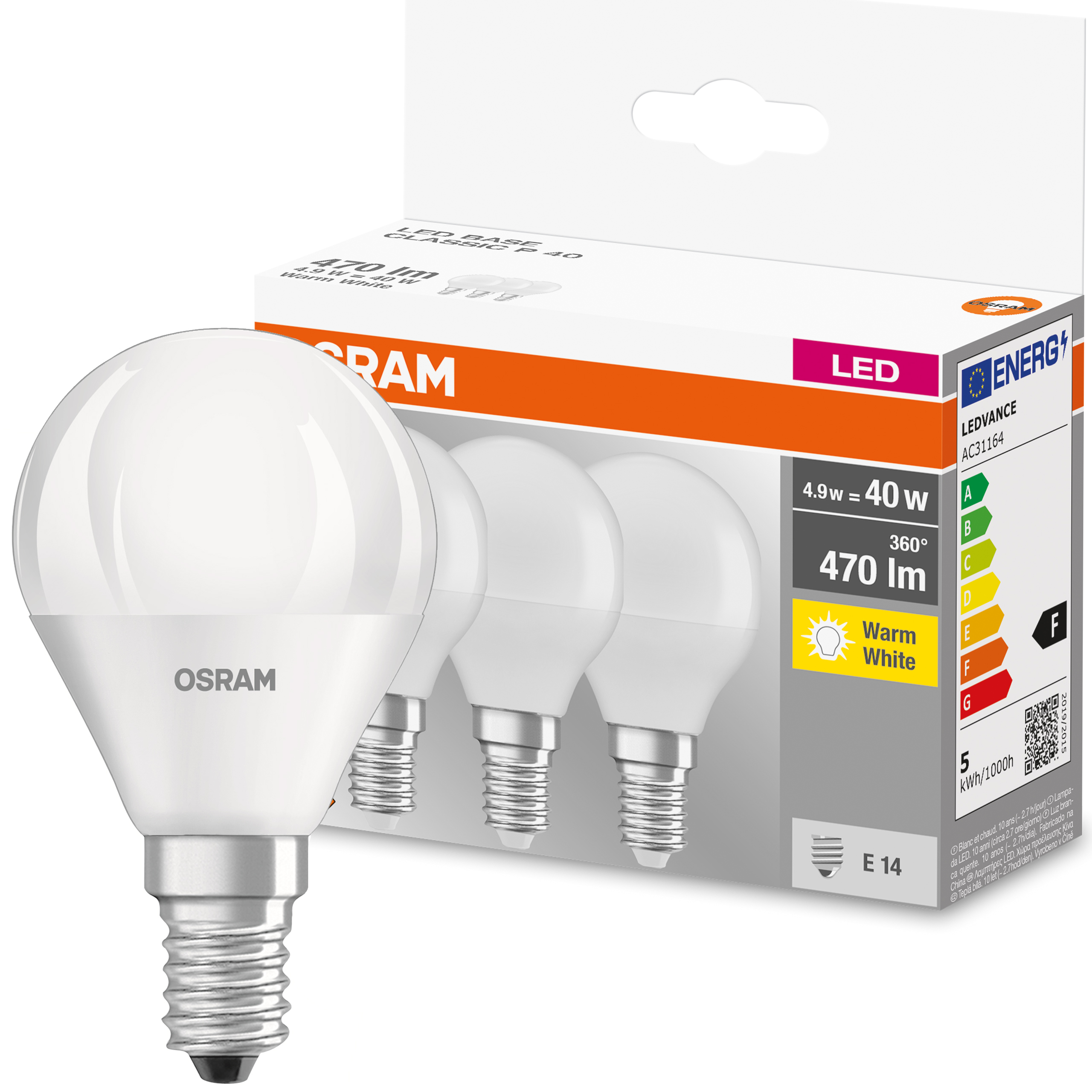 

Osram Żarówka Led Kulka E14 4,9W 40W 470lm x3