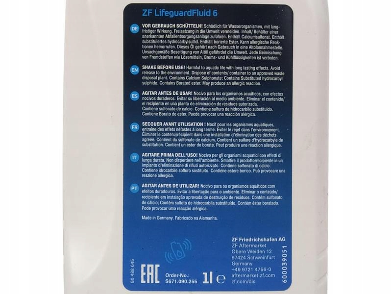 ZF ZESTAW FILTR OLEJ USZCZELKA 6HP26 6HP28 6HP32 Rodzaj skrzyni Automatyczna