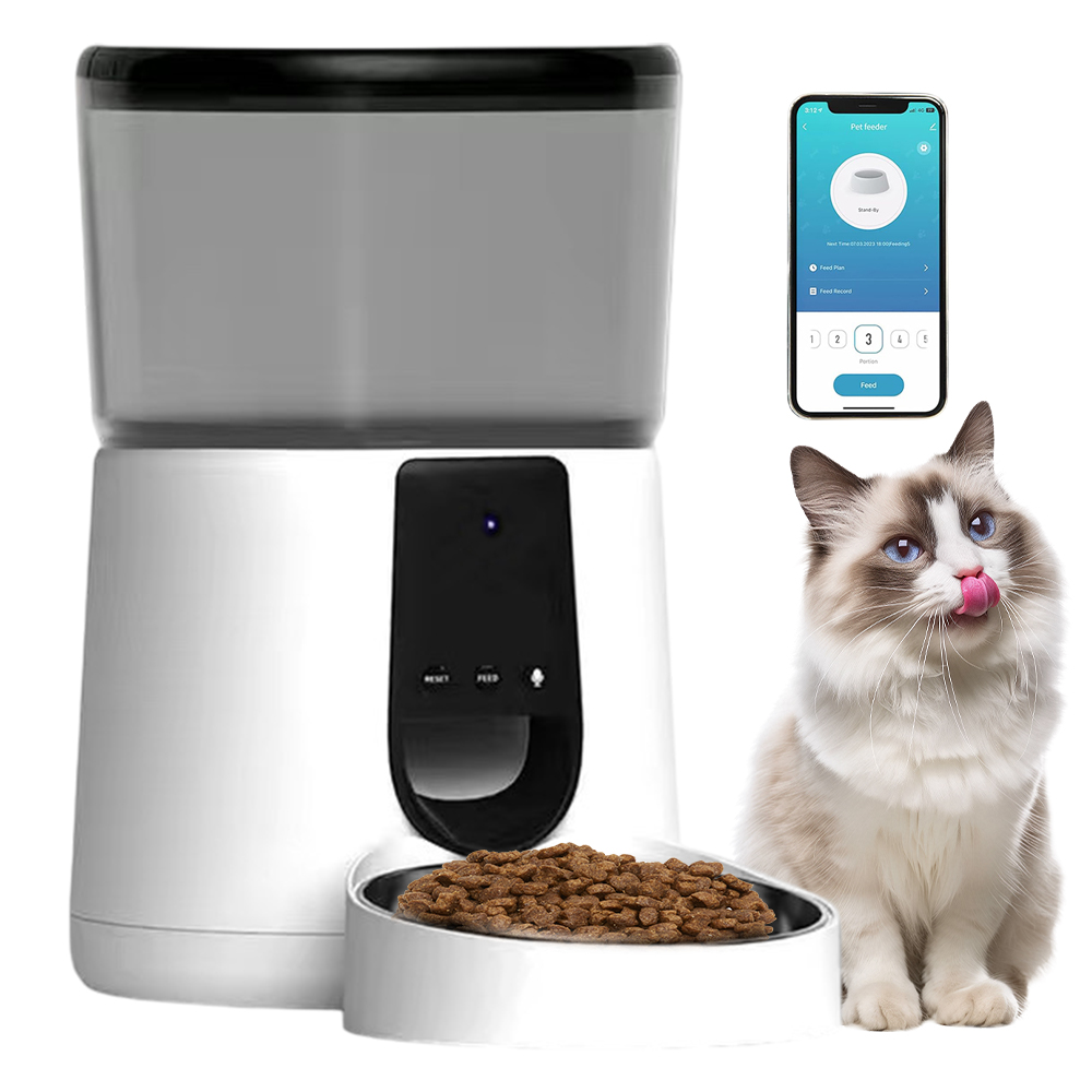 Levně Automatické Krmítko Pro Kočky 2.4G Wifi Ovládání App Duální Napájení