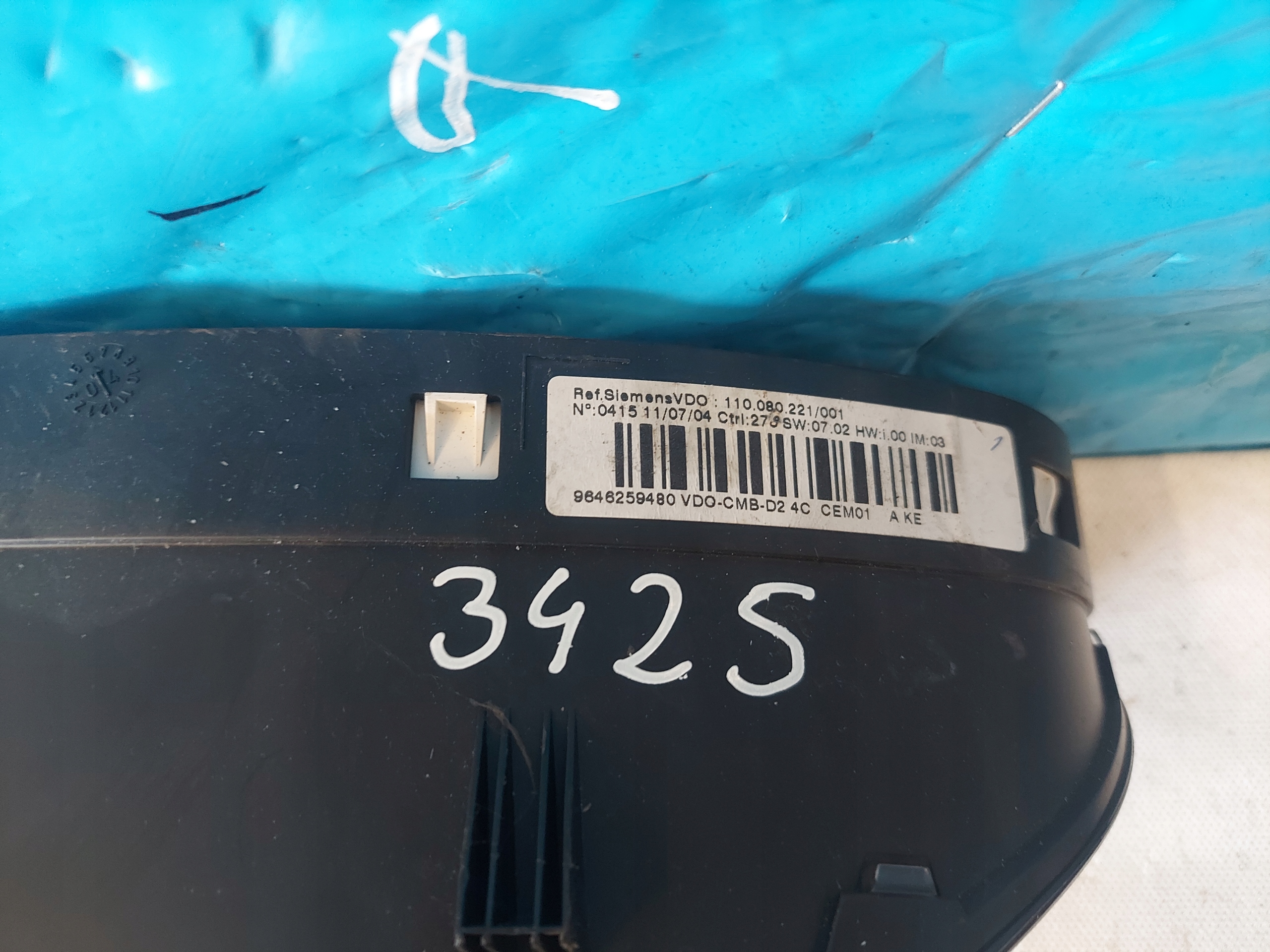 dials clock PEUGEOT 407 1.8 16V 9646259480