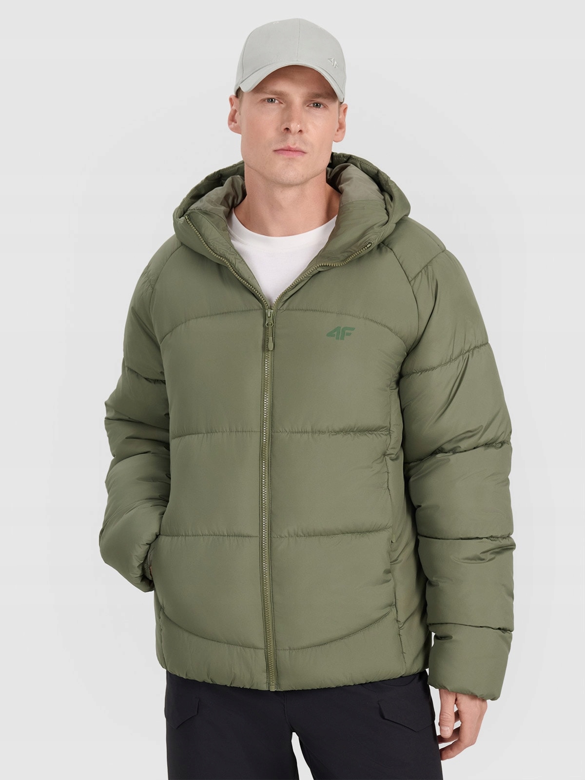 4F Pánská treková bunda Olivová Khaki XXL