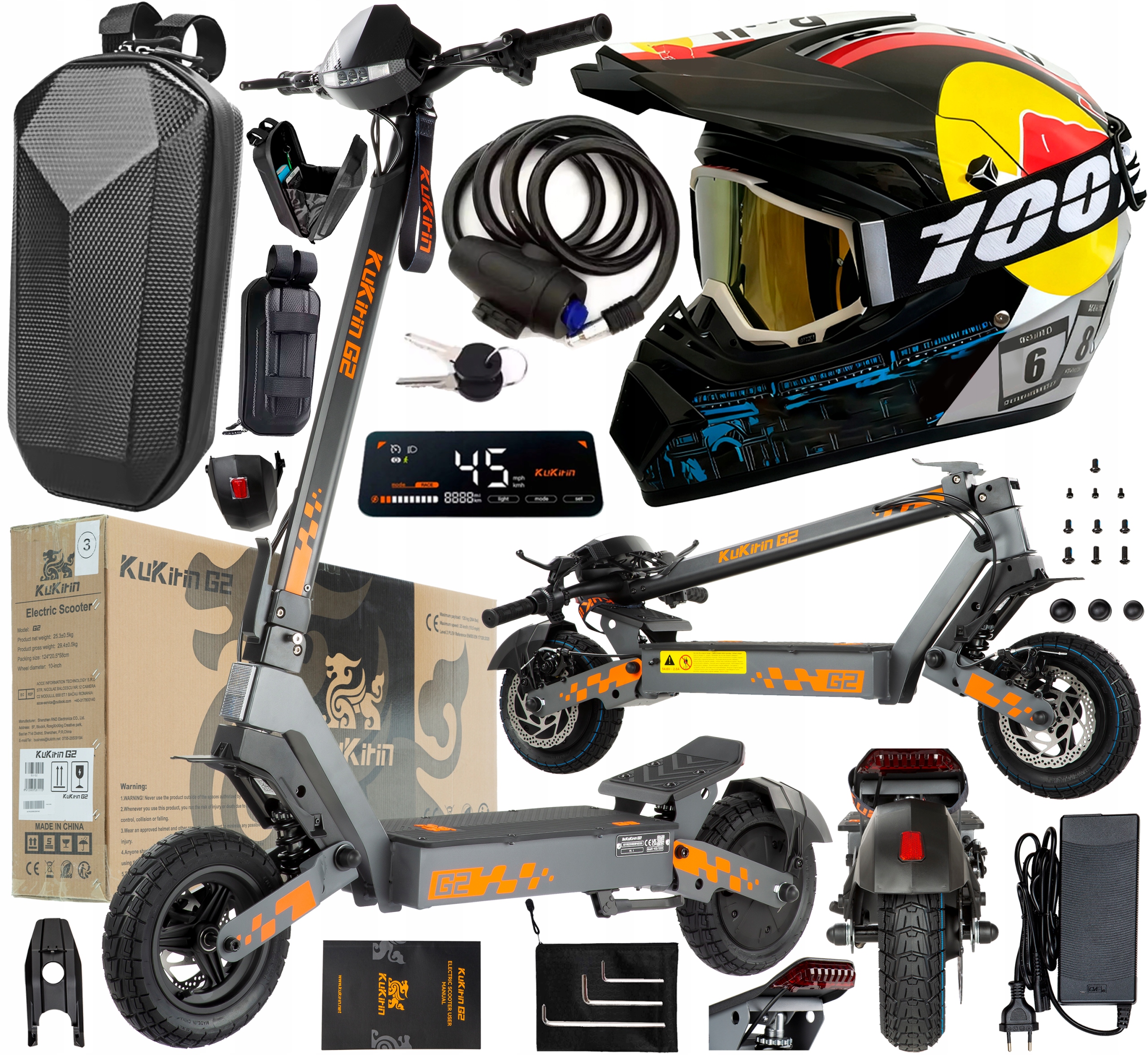 2026 Kukirin G2 Elektrické vozidlo 1200W 48V 15AH 45KM/H 55KM 10" Dárek