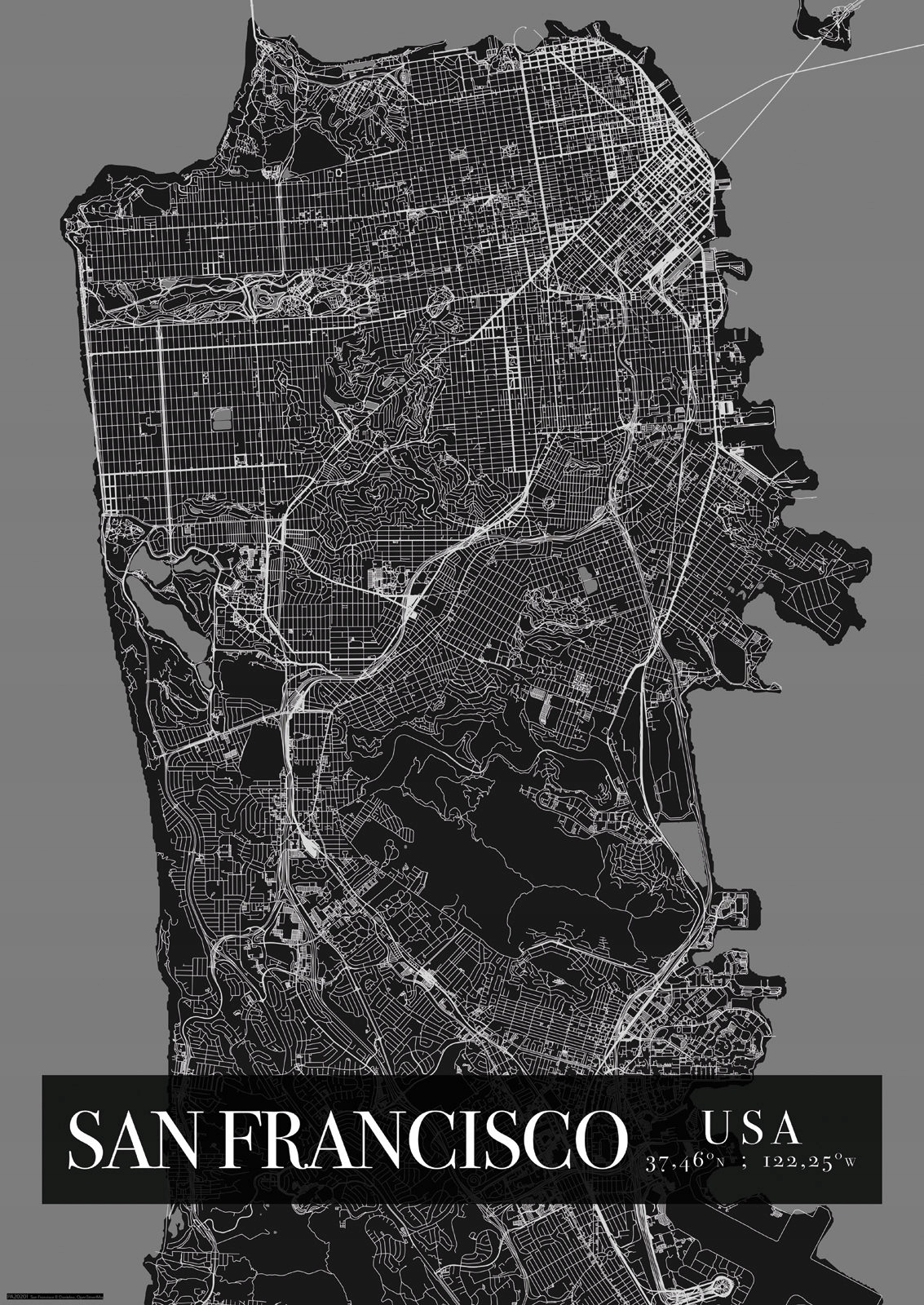 

San Francisco Mapa Miasta plakat A2 42x59,4 cm