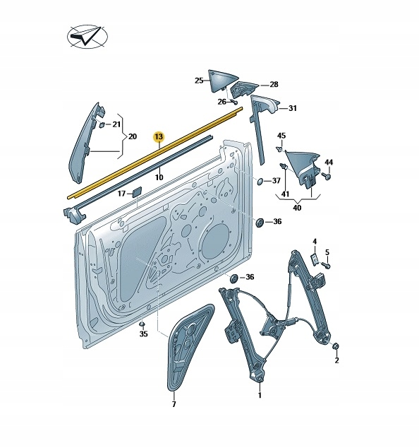 LISTWA USZCZELKA DRZWI LEWY PRZÓD VOLKSWAGEN ARTEON ORYGINAŁ OE Producent części Volkswagen OE