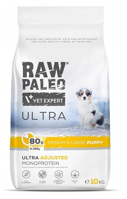 Levně Raw Paleo Ultra Turkey Medium Large Puppy 10kg monoproteinové Krůta Krmivo