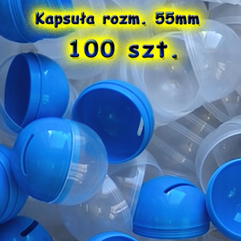 Kapsuła pusta 55 mm Niebieska piłka kulka 100szt kapsuły do losowania