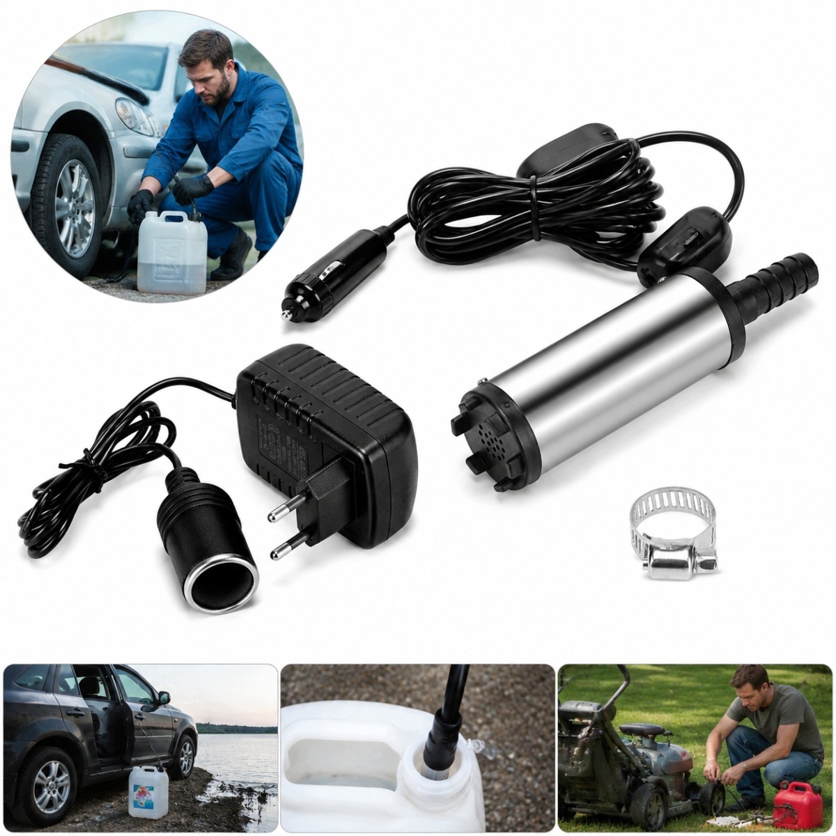 12V Duża Pompka Pompa Do Spuszczania Paliwa Ropy Oleju Wody Elektryczna