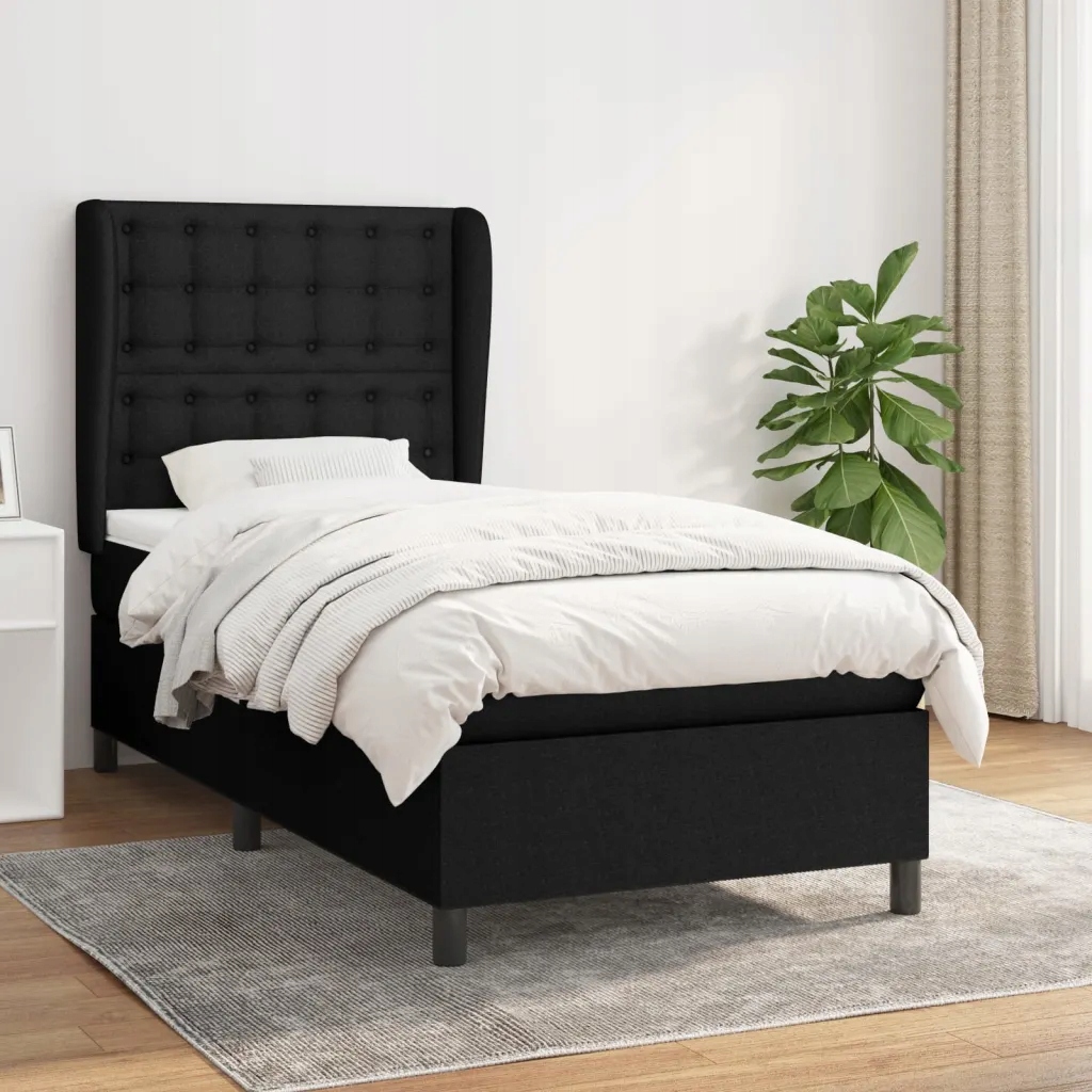 vidaXL Box spring postel s matrací černá 90x190 cm textil