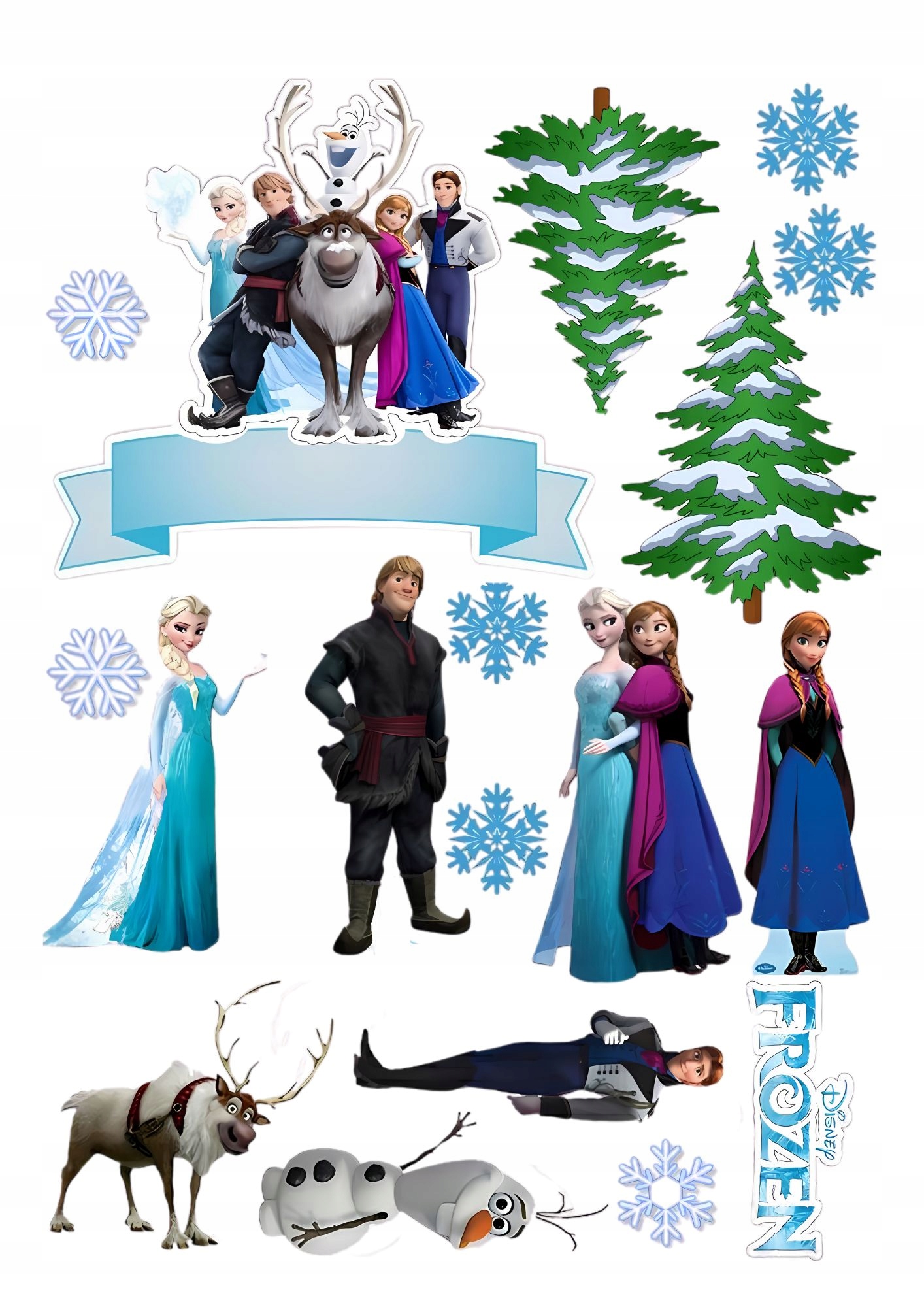 Wydruk na masie cukrowej Kraina Lodu Frozen imię