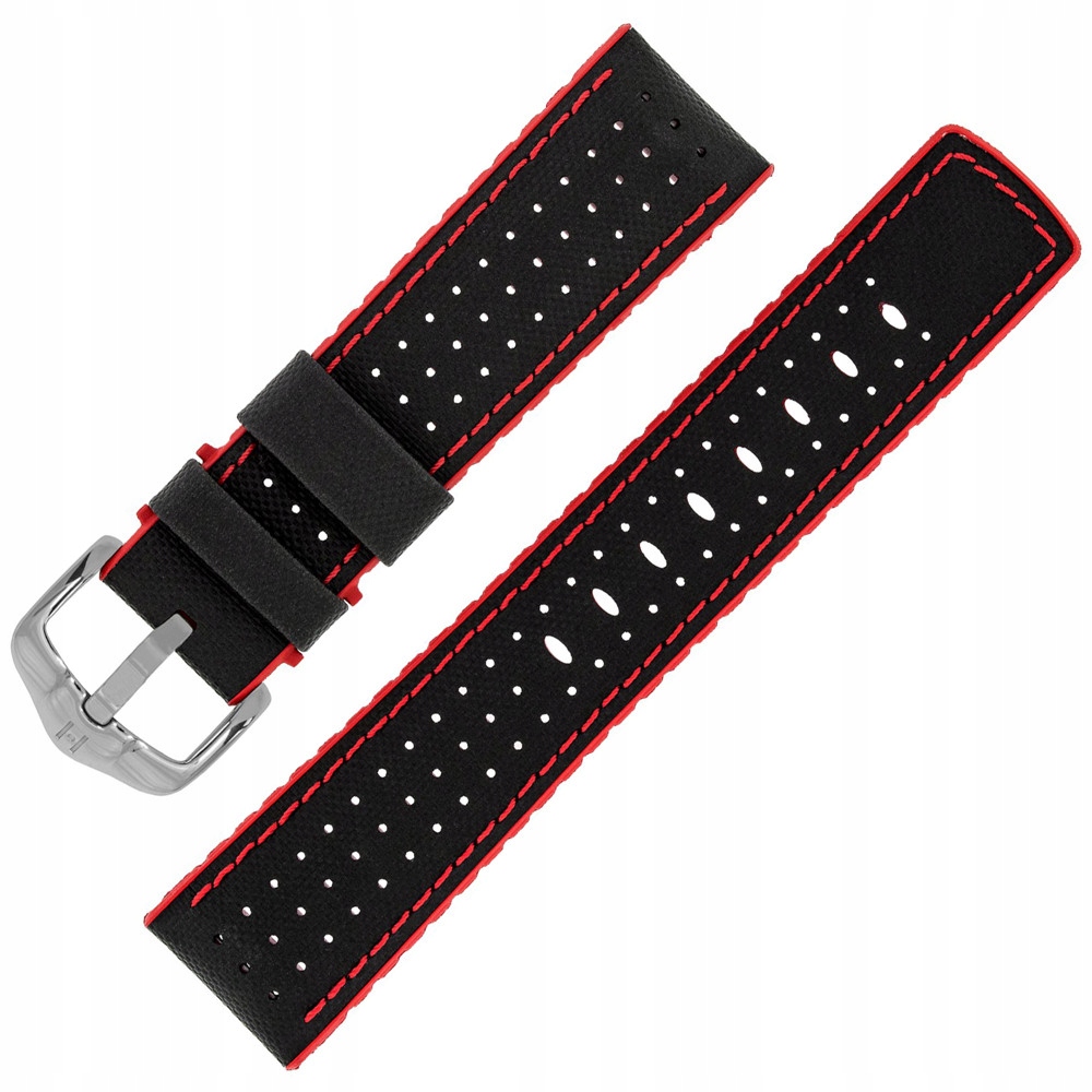 Pásek k hodinkám Hirsch 0912094050-4-20 černý, červený 20 mm