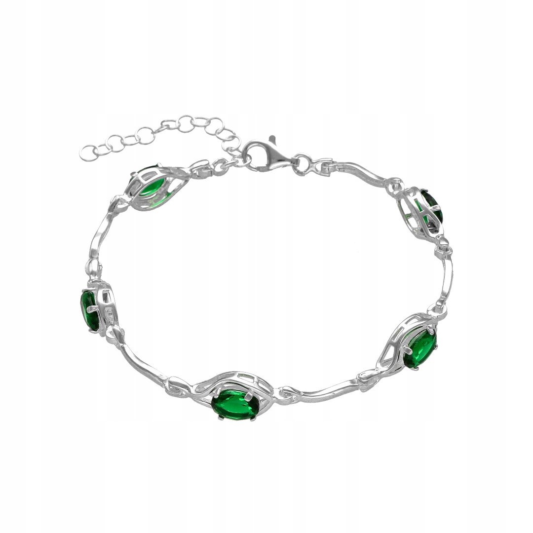 Náramek se smaragdovými zirkony stříbro