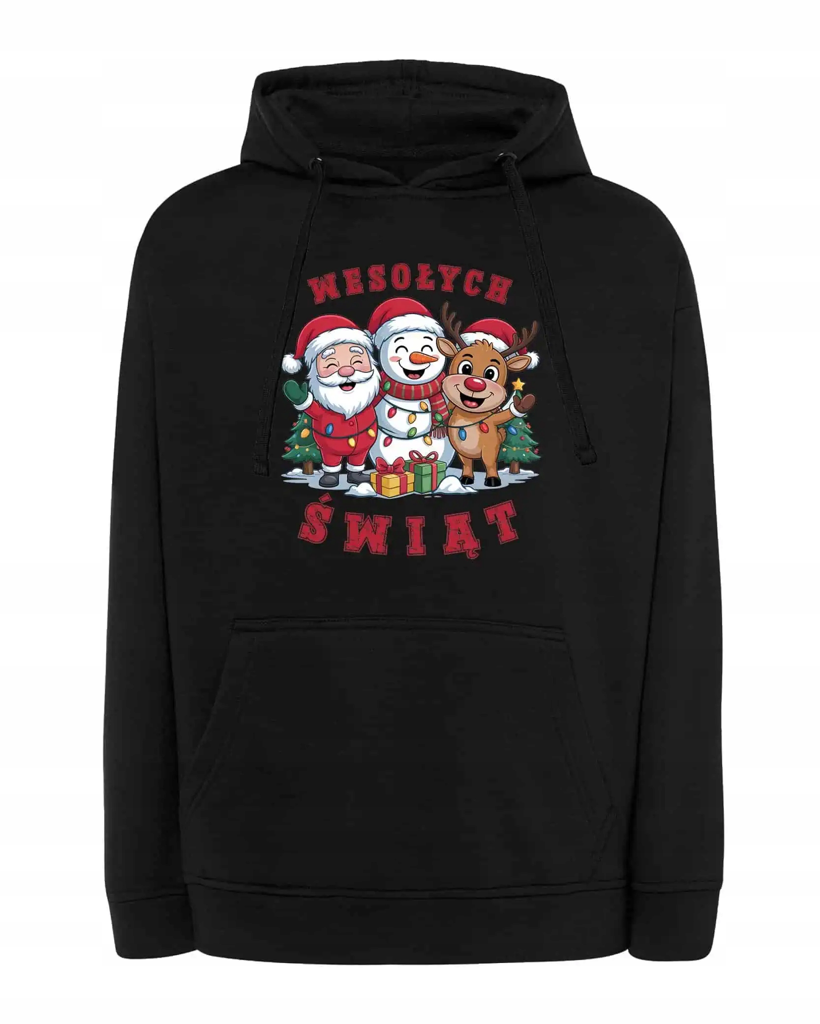 Mikina s kapucí Vánoční Mikuláš Sob Černá L
