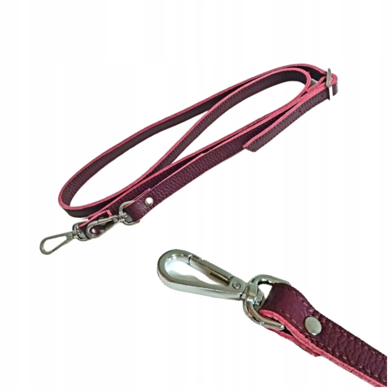 PASEK DO TOREBKI REGULOWANY DŁUGI SKÓRZANY BORDOWY