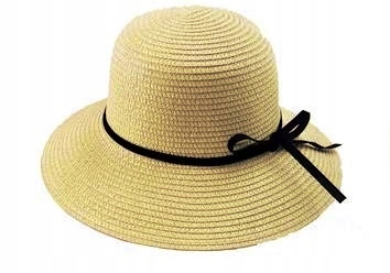 Шляпа от солнца бежевая лента Лето