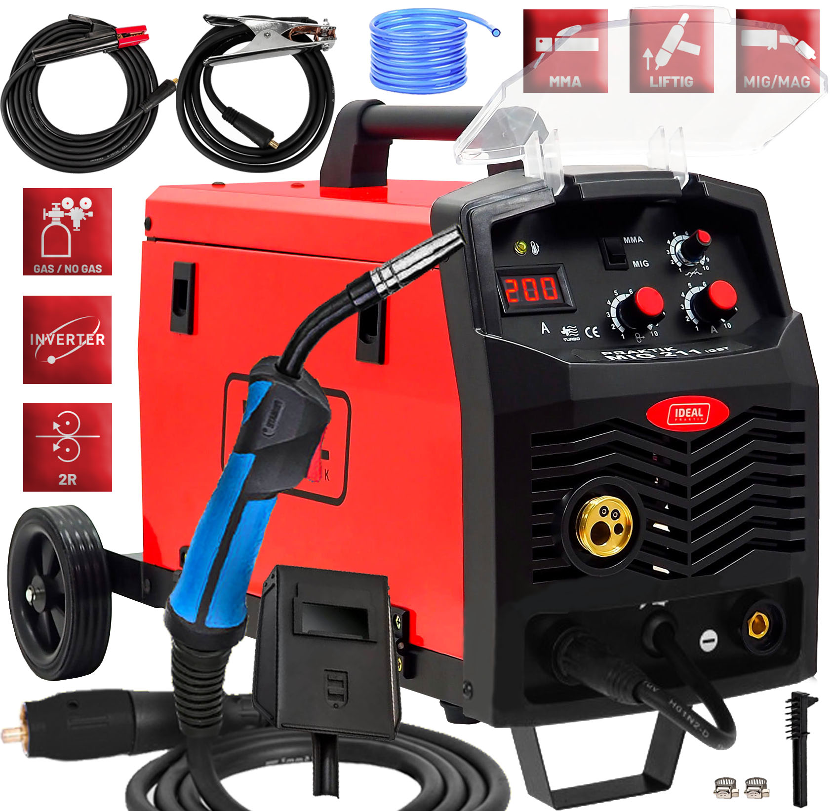 Svářečka Migomat na hliník Ideal 200A Mma Mig Tig Flux