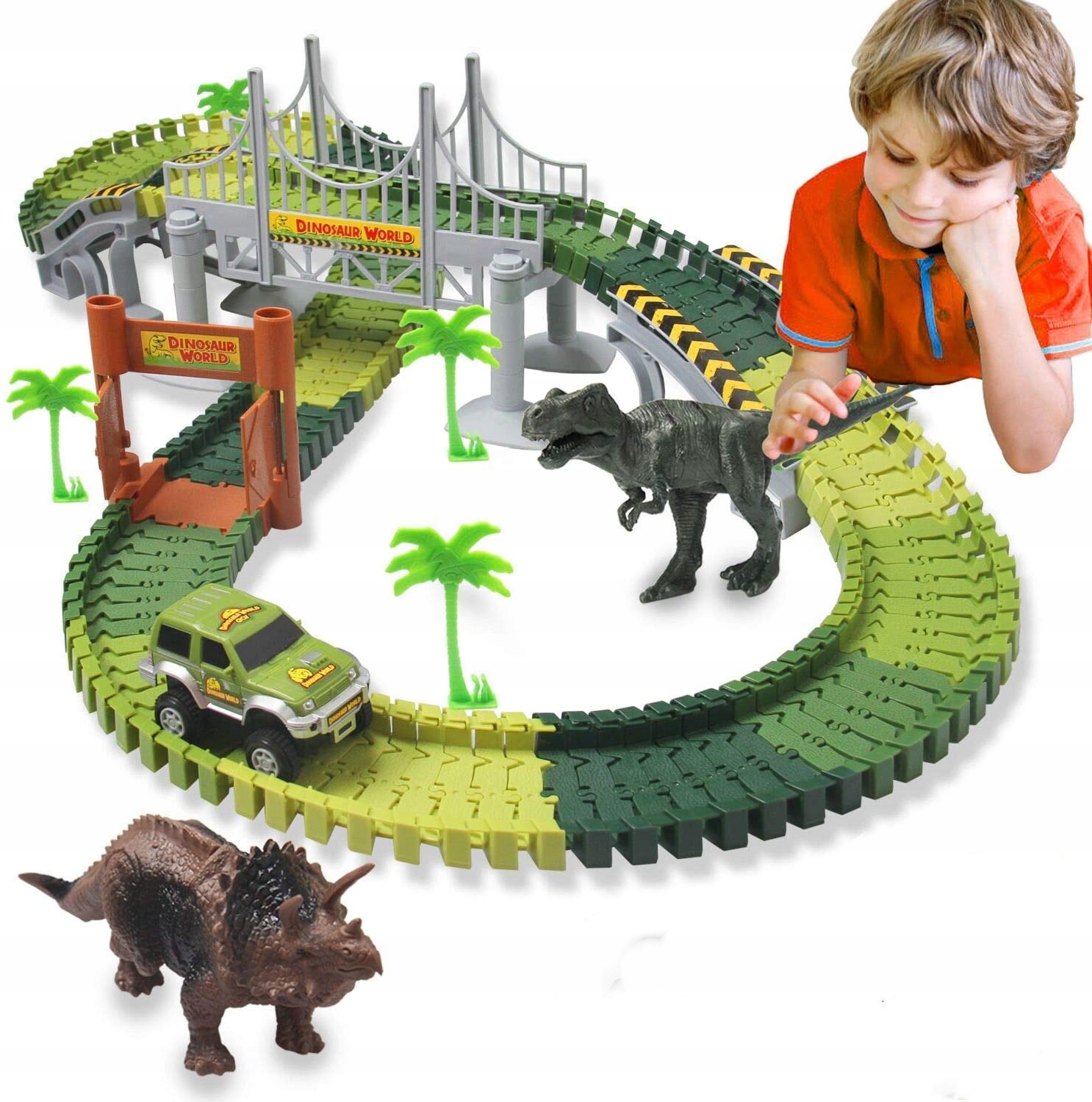 

Duży Zestaw Tory wyścigi Dinozaury dino 213 el.
