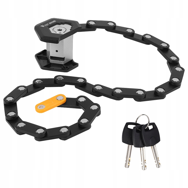 Zabezpieczenie Rowerowe Zapięcie Na Rower Składane na kluczyk 85cm czarny