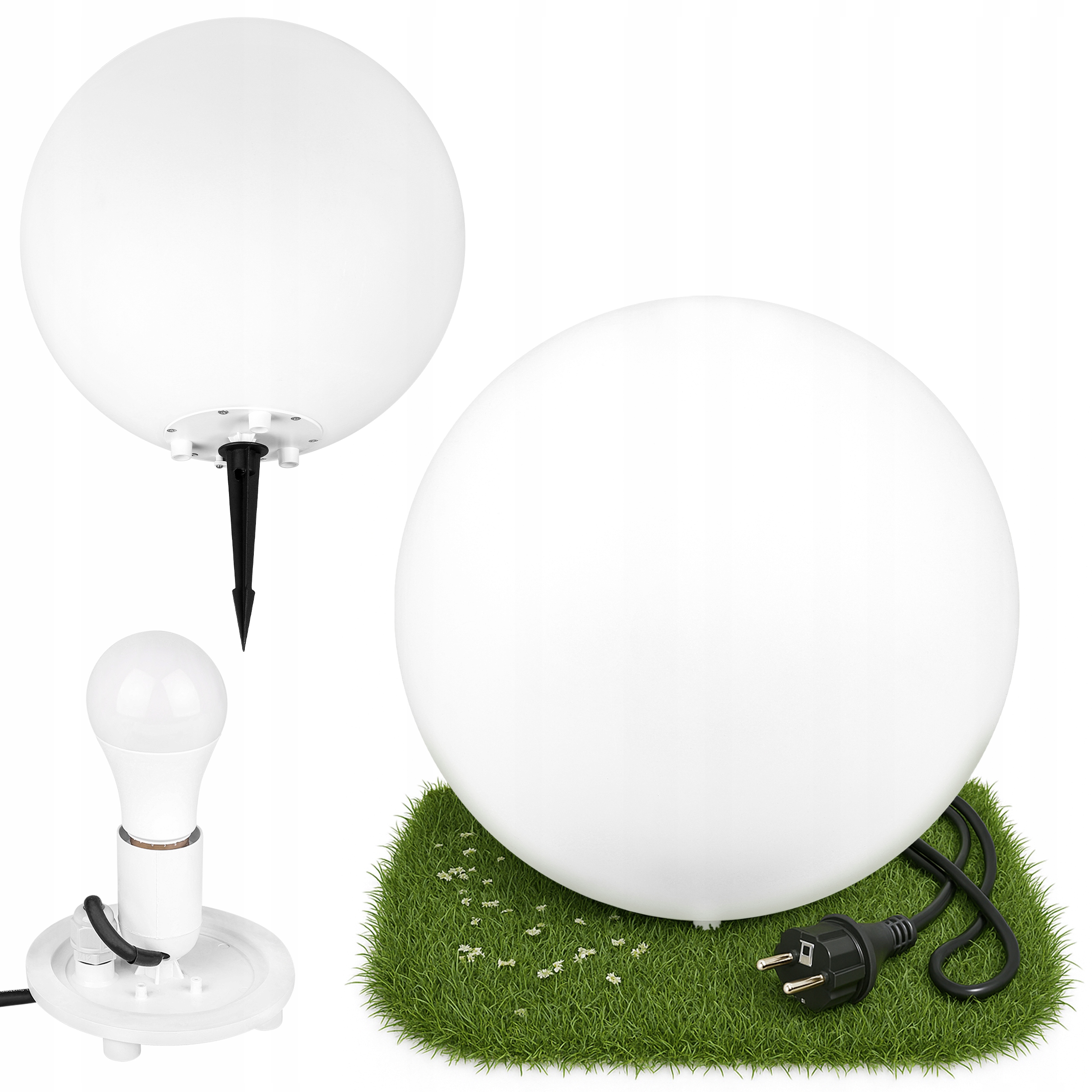 Lampa Led Wbijana Kula Ogrodowa 35CM Biała Naziemna E27