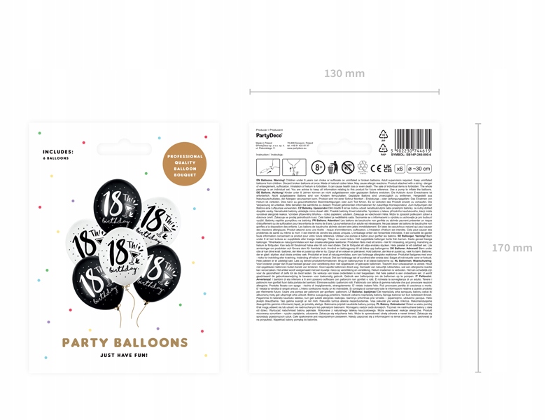 balony 6szt. 30cm ''18'' | SB14P-246-000-6 — 5