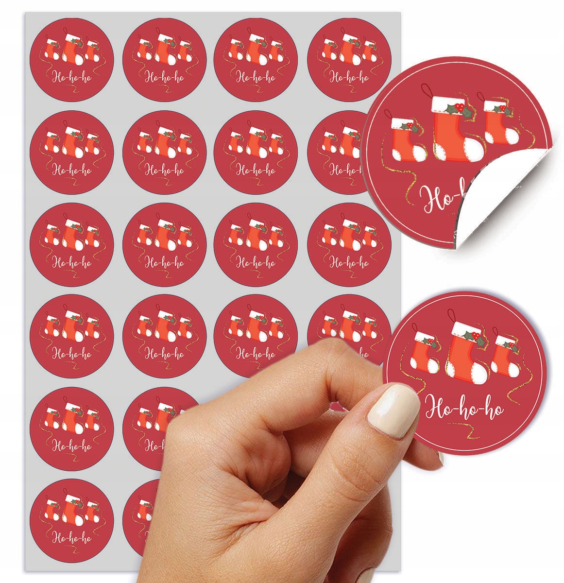 NAKLEJKI ŚWIĄTECZNE WESOŁYCH ŚWIĄT OZDOBNE NA PREZENTY ŚWIĘTA ZESTAW 24 SZT