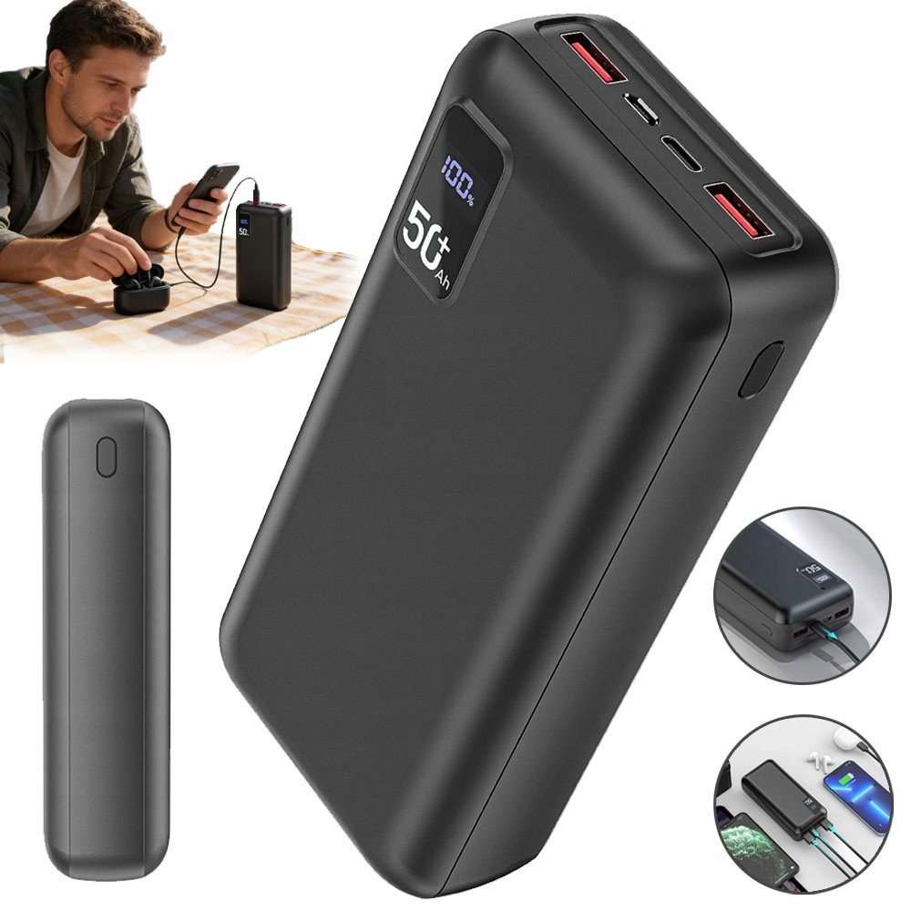 Powerbanka 50000 Mah LCD Usb-c Usb-a Rychlé Nabíjení Přenosná Powerbanka