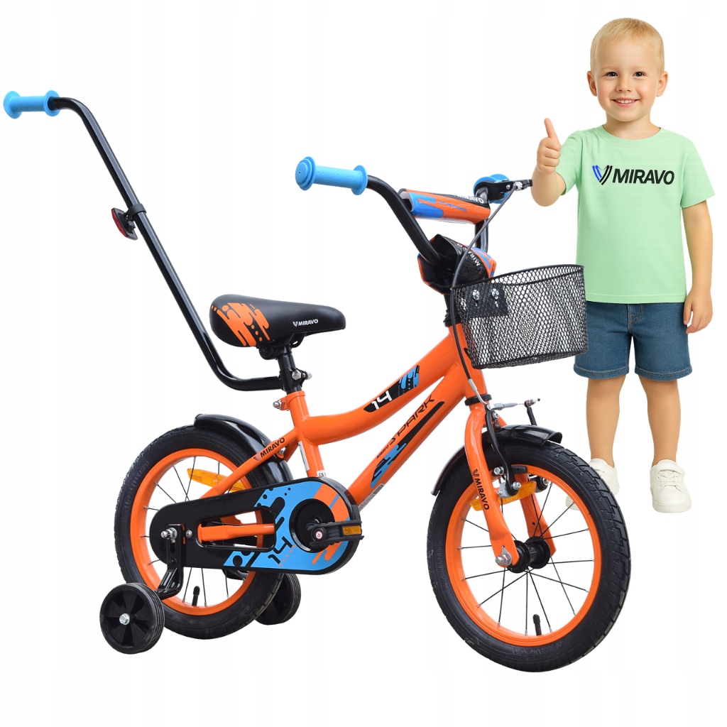 Rowerek Dziecięcy 14 Cali Miravo Rower Dla Chłopca Koszyk Prowadnik
