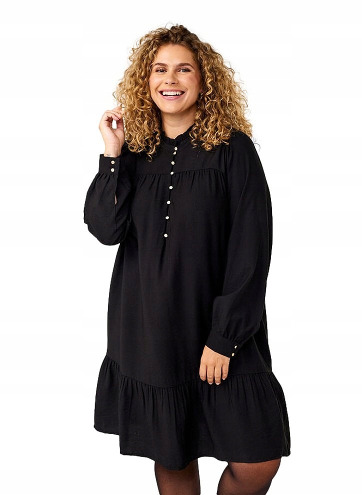 Zizzi Výjimečná Černá Šaty Volánek 250A 48