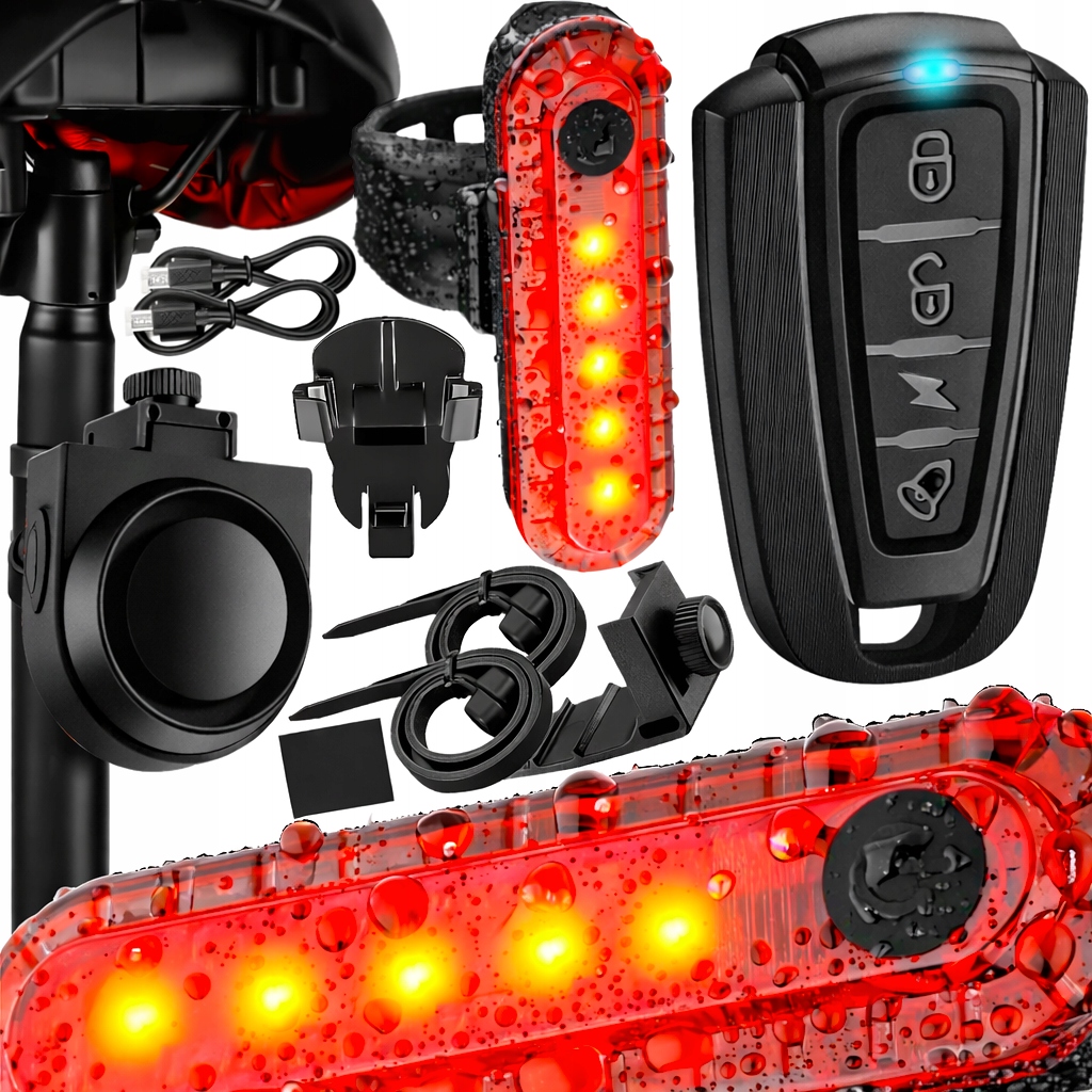 Lampka Tył Alarm Rowerowy Z Pilotem Lampa Do Roweru Zabezpieczenie