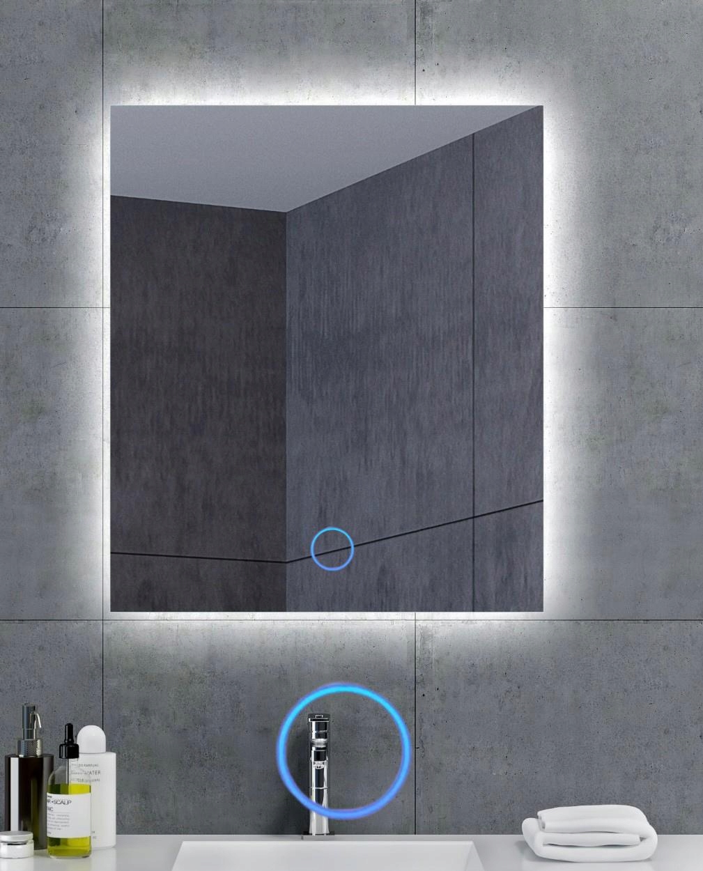 Kúpeľňové Zrkadlo 100 x 100 cm Led Dotykový Vypínač S Štvorcovým Osvetlením