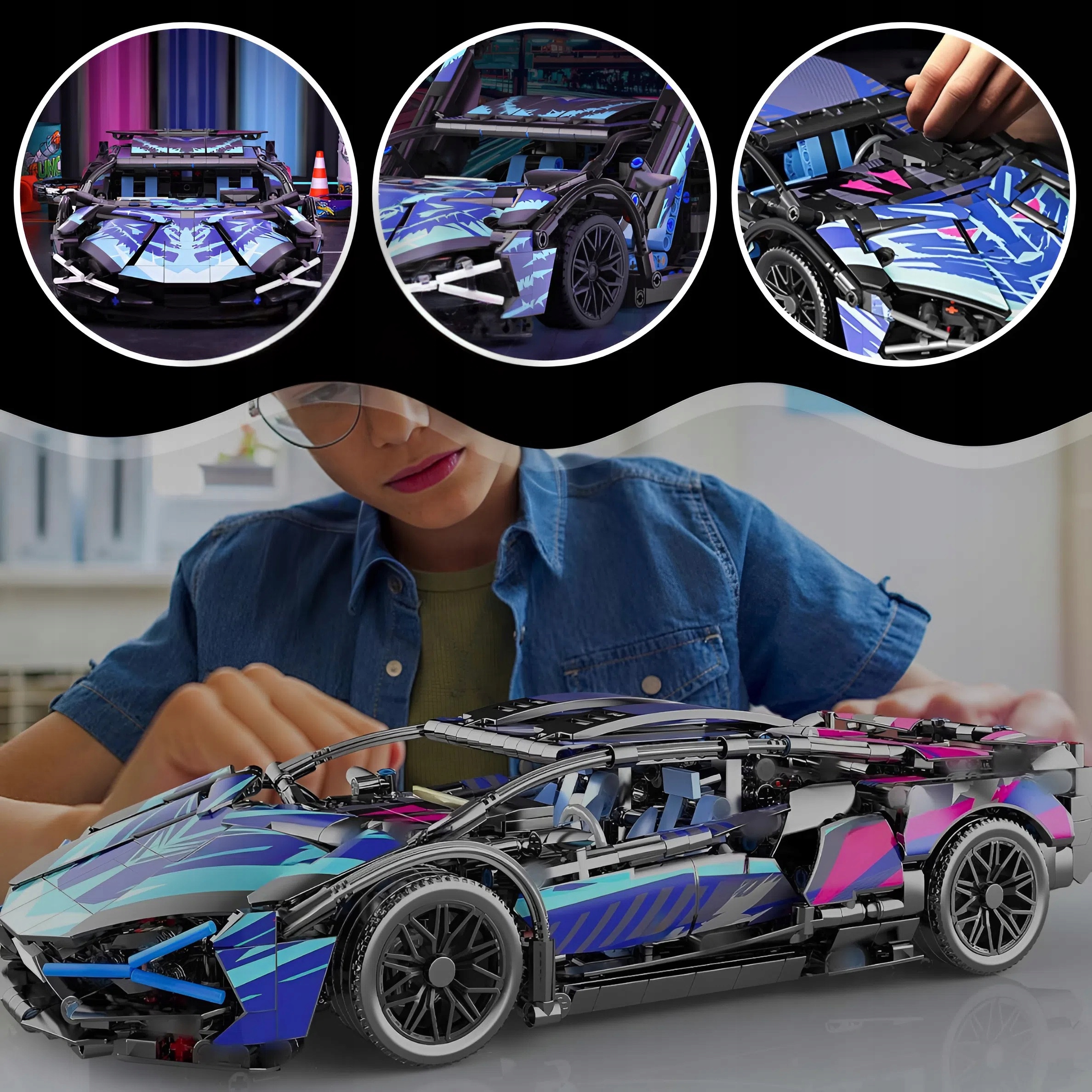 KLOCKI SAMOCHÓD SPORTOWY LAMBORGHINI Z KLOCKÓW UKŁADANKA ZABAWKA PREZENT Marka MEMFLOW