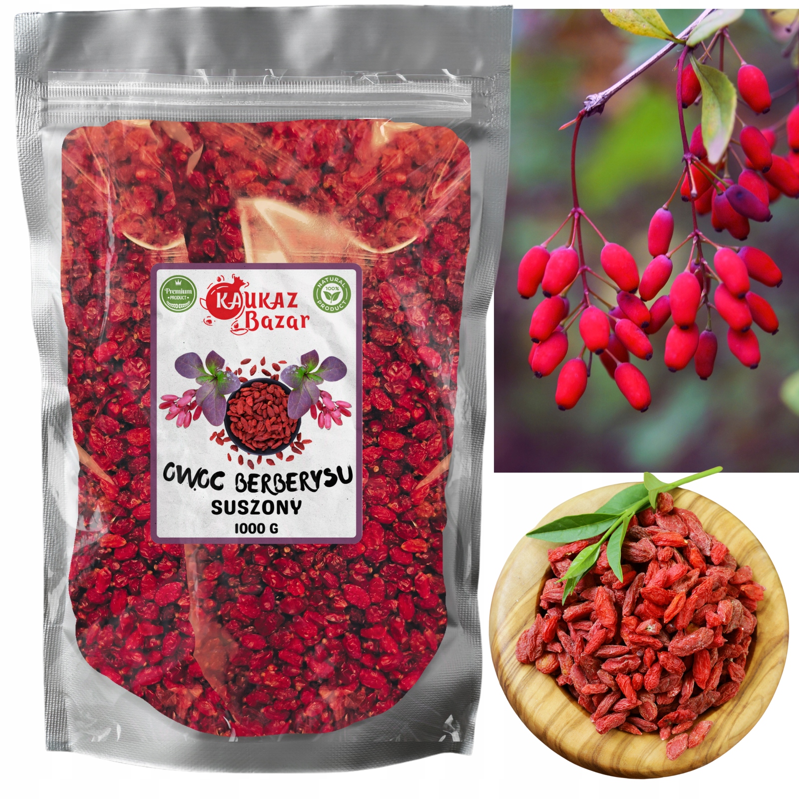 Berberys Suszony Naturalny Bez Cukru 1 kg Iran Kaukaz Bazar