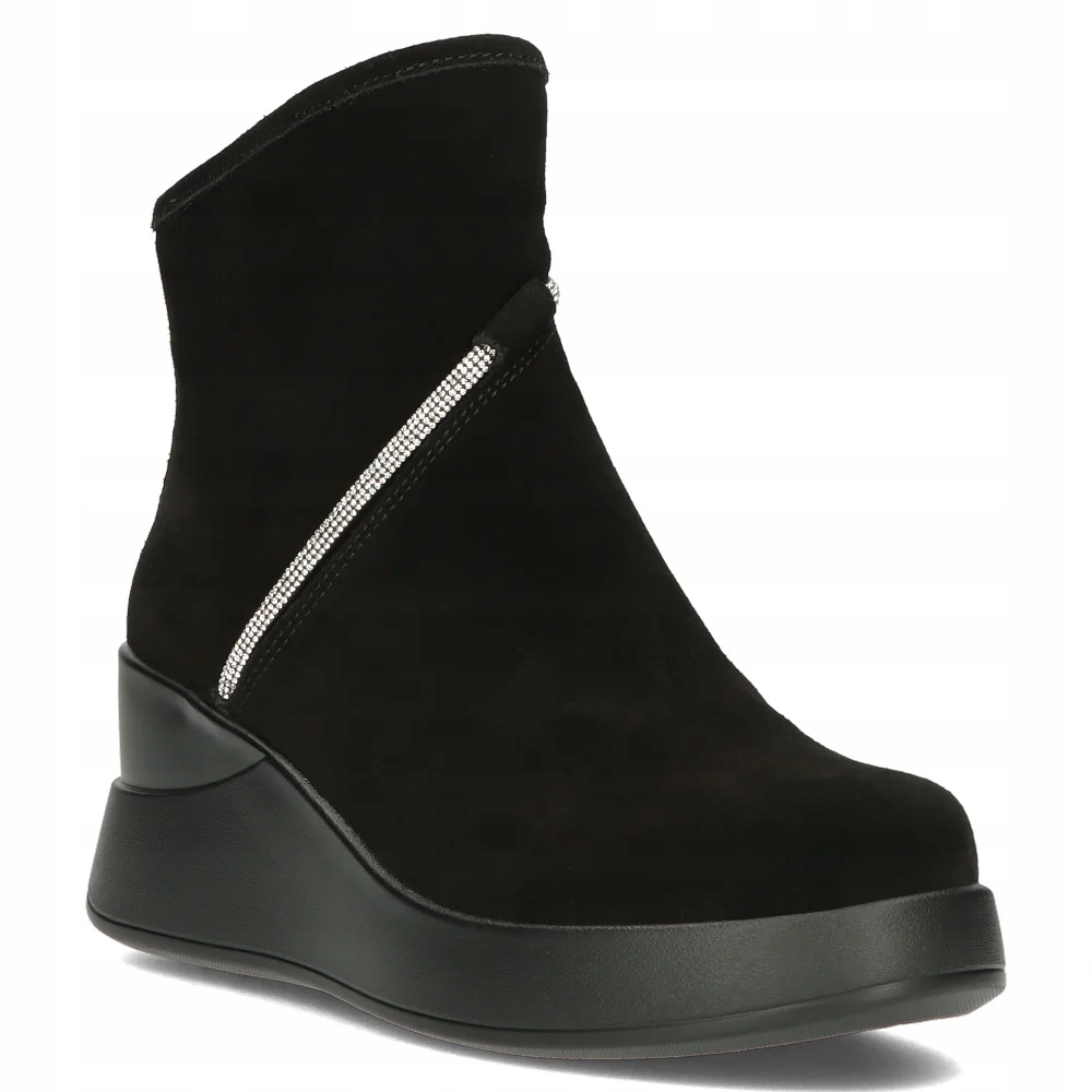 Buty damskie botki na koturnie Filippo skórzane zamszowe r.38