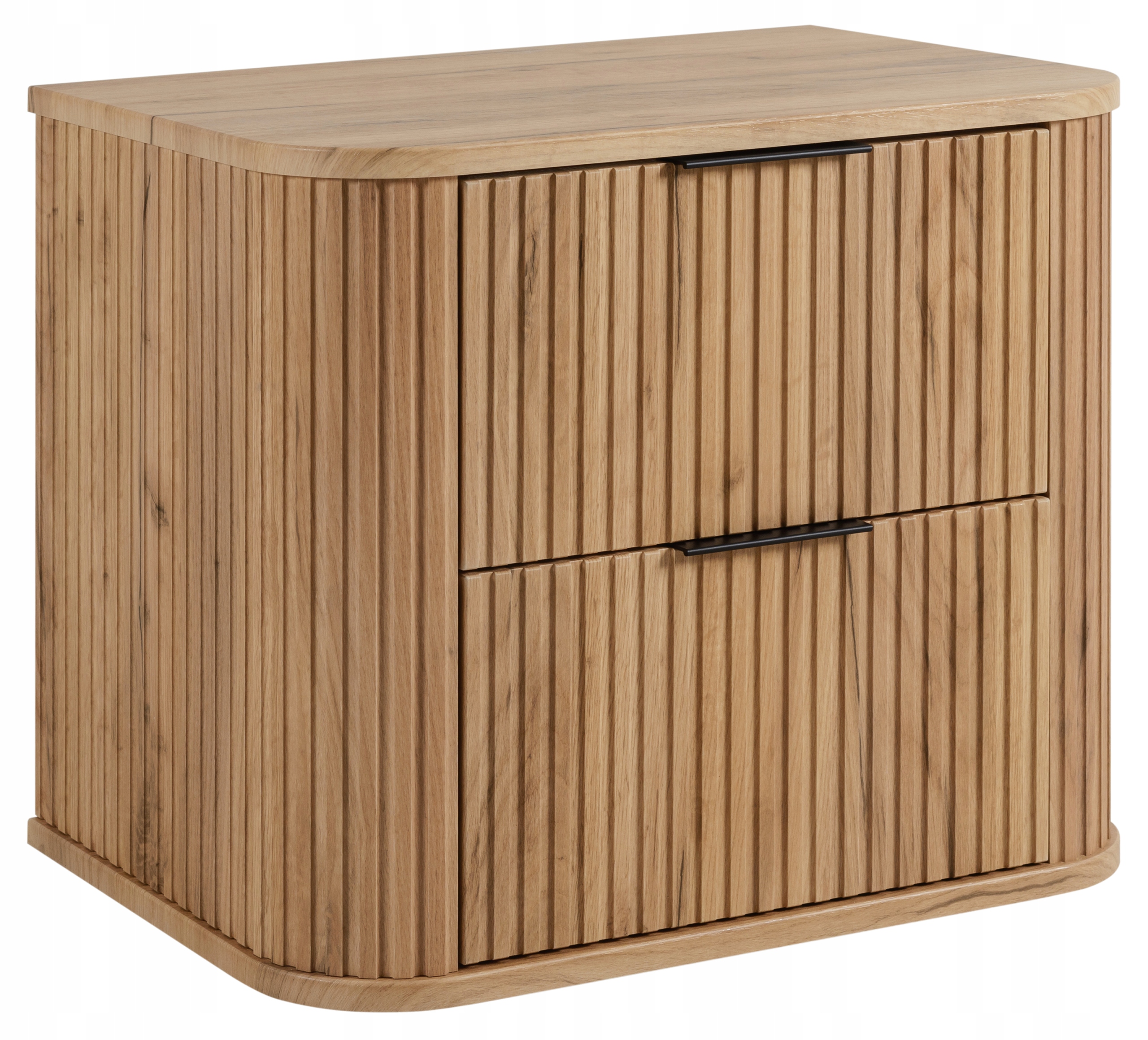 Koupelnová skříňka pod umyvadlo Rýhovaná Závěsná dubová 60 Oválná přední část