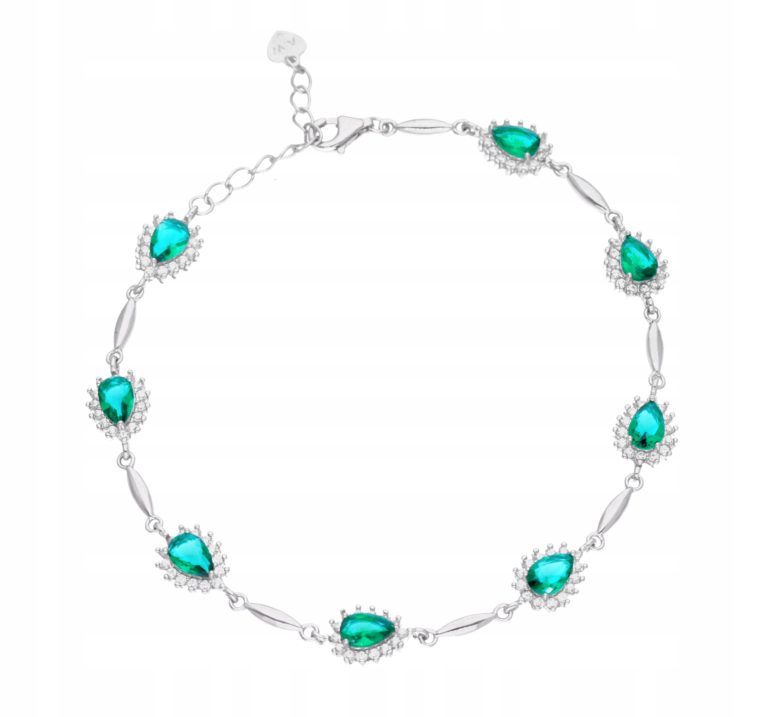 Stříbrný náramek Ag 925 se světle zeleným zirkonem