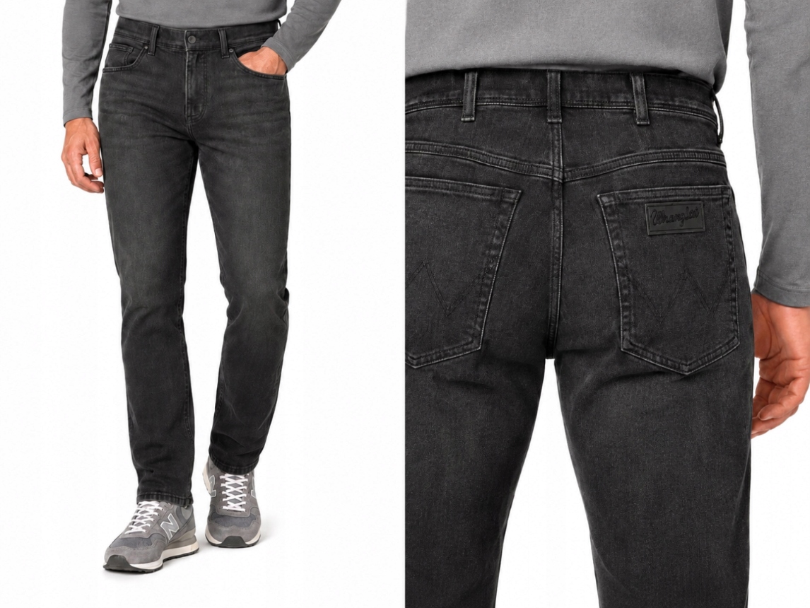 Wrangler Texas Slim szare spodnie jeans zwężane Ashley W36 L34